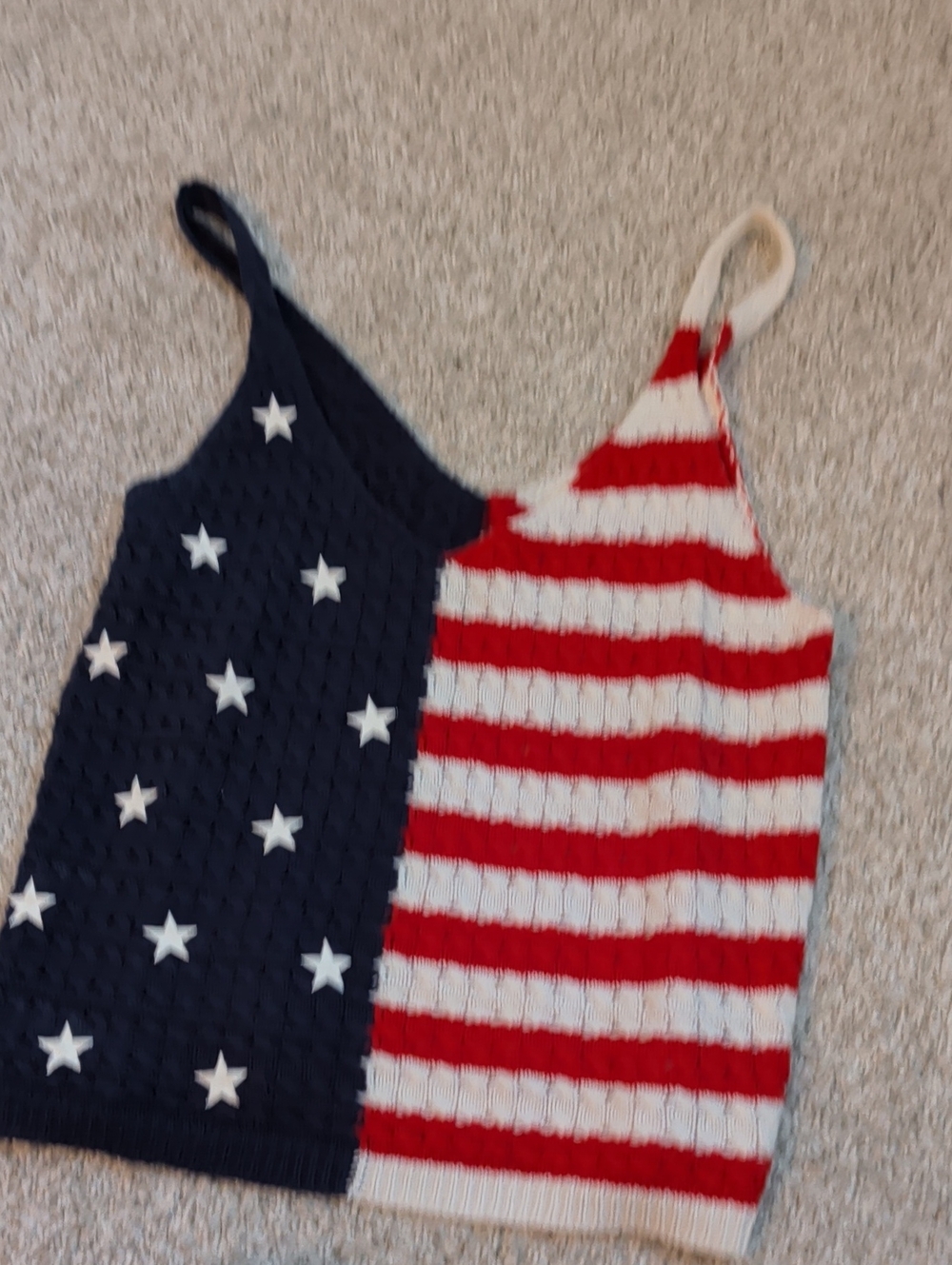 moon & madison Red, White & Blue Striped Star Knit Tank Top